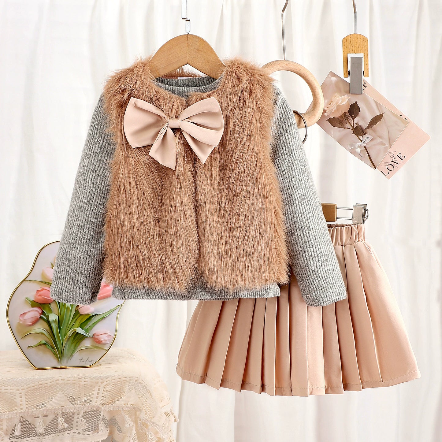 Conjunto de lazo de invierno para niña