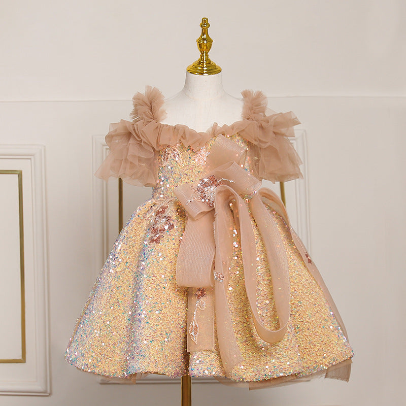 Vestido de Fiesta Infantil Con Lentejuelas Brillantes