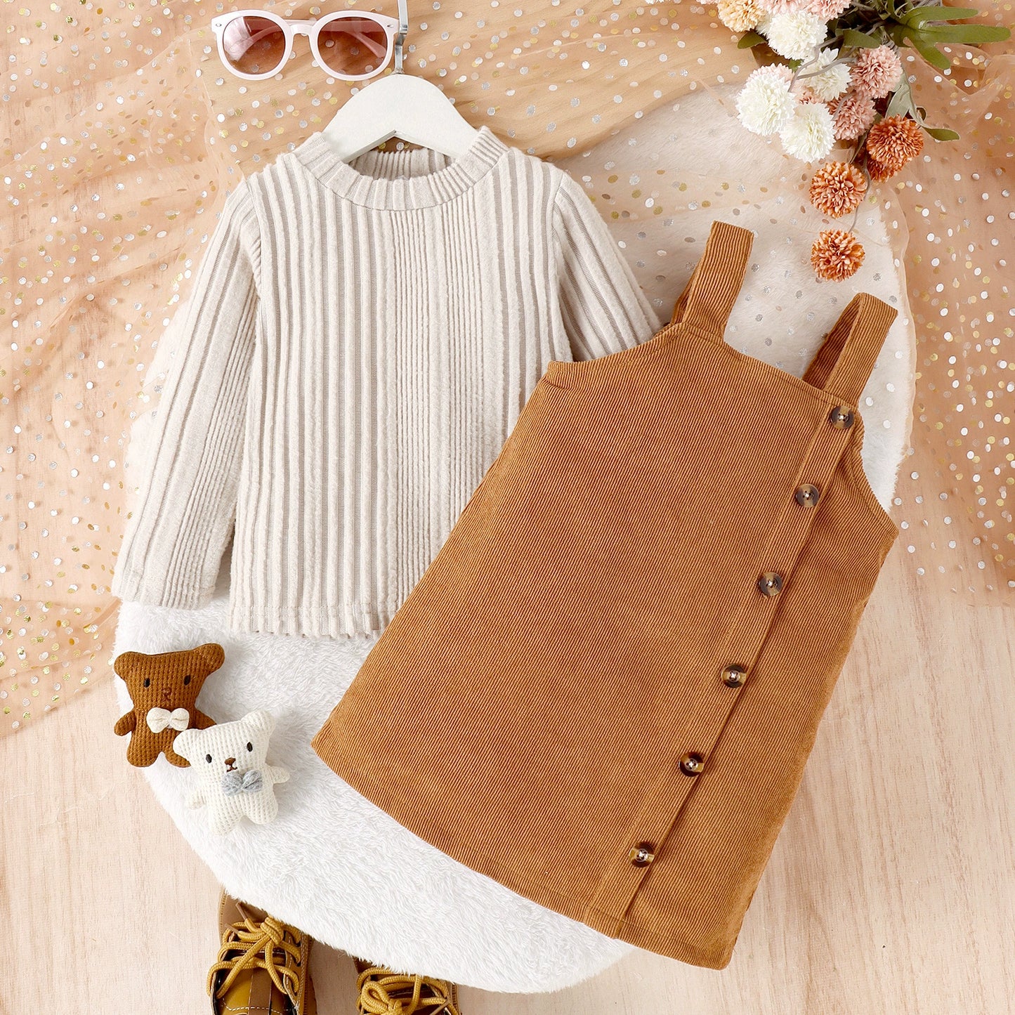 Vestido + blusa de pana para niños