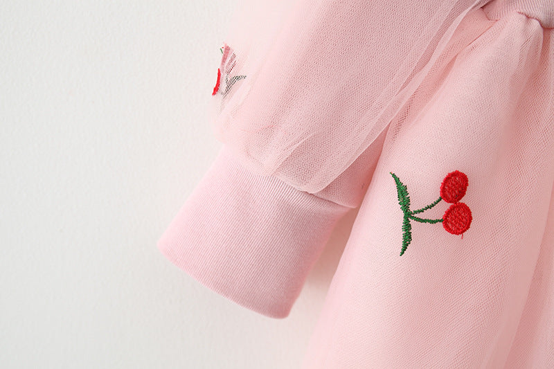 Vestido Infantil Cerejinhas Tule