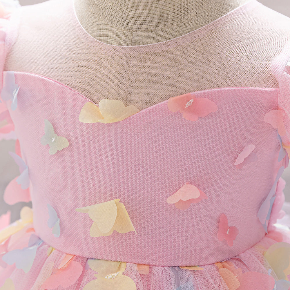 Vestido de Tul con Mariposas de Colores