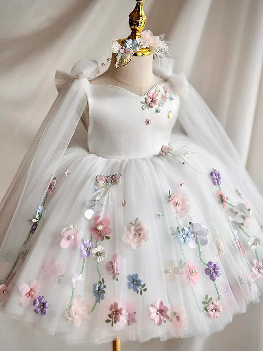 Vestido de Fiesta infantil con Flores Encantadas