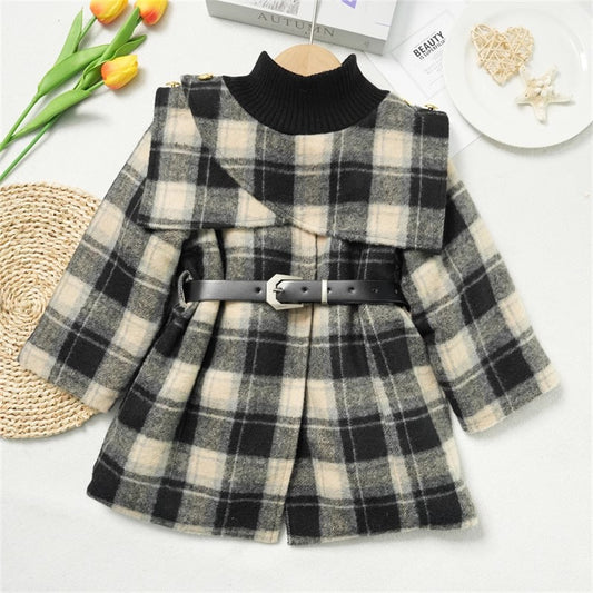 Abrigo de Cuadros para Niños con Cinturón