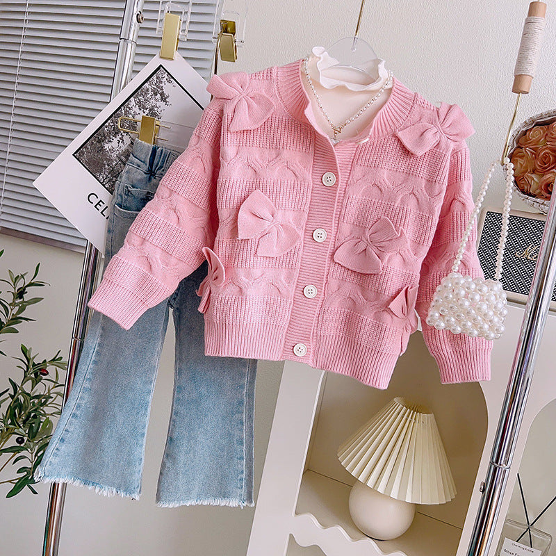 Abrigo de Punto con Lazo para Niña