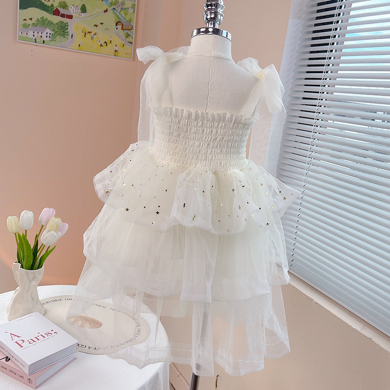 Vestido Infantil Tul Estrellas Escalonadas