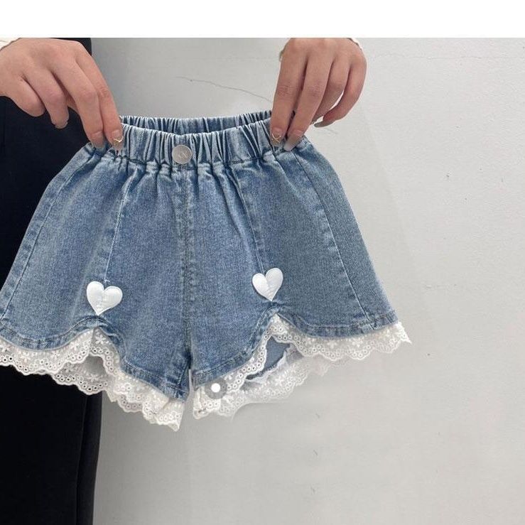 Bermudas Con Corazones de Encaje para Niñas