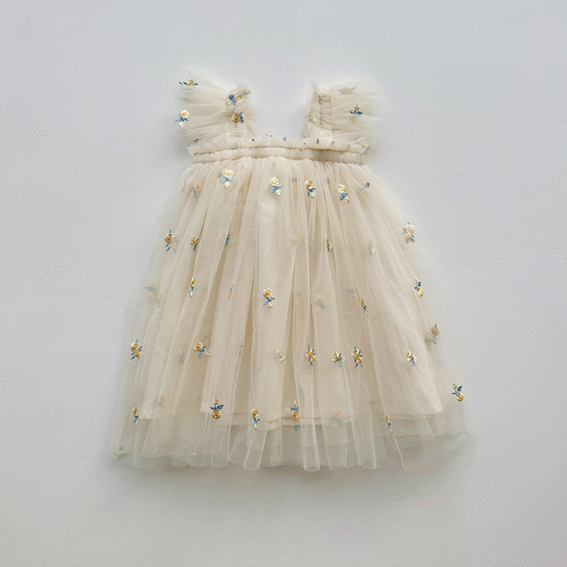 Vestido Infantil de Tul con Flores
