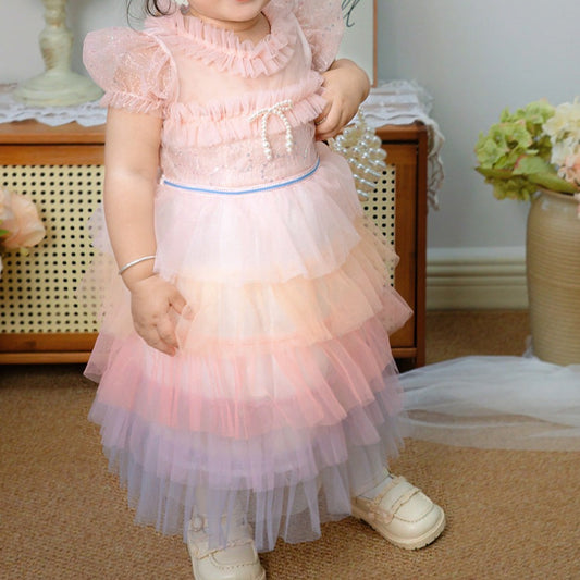 Vestido de Fiesta Infantil Tul Colores Lazo