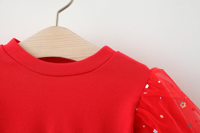 Vestido Infantil Rojo con Flores