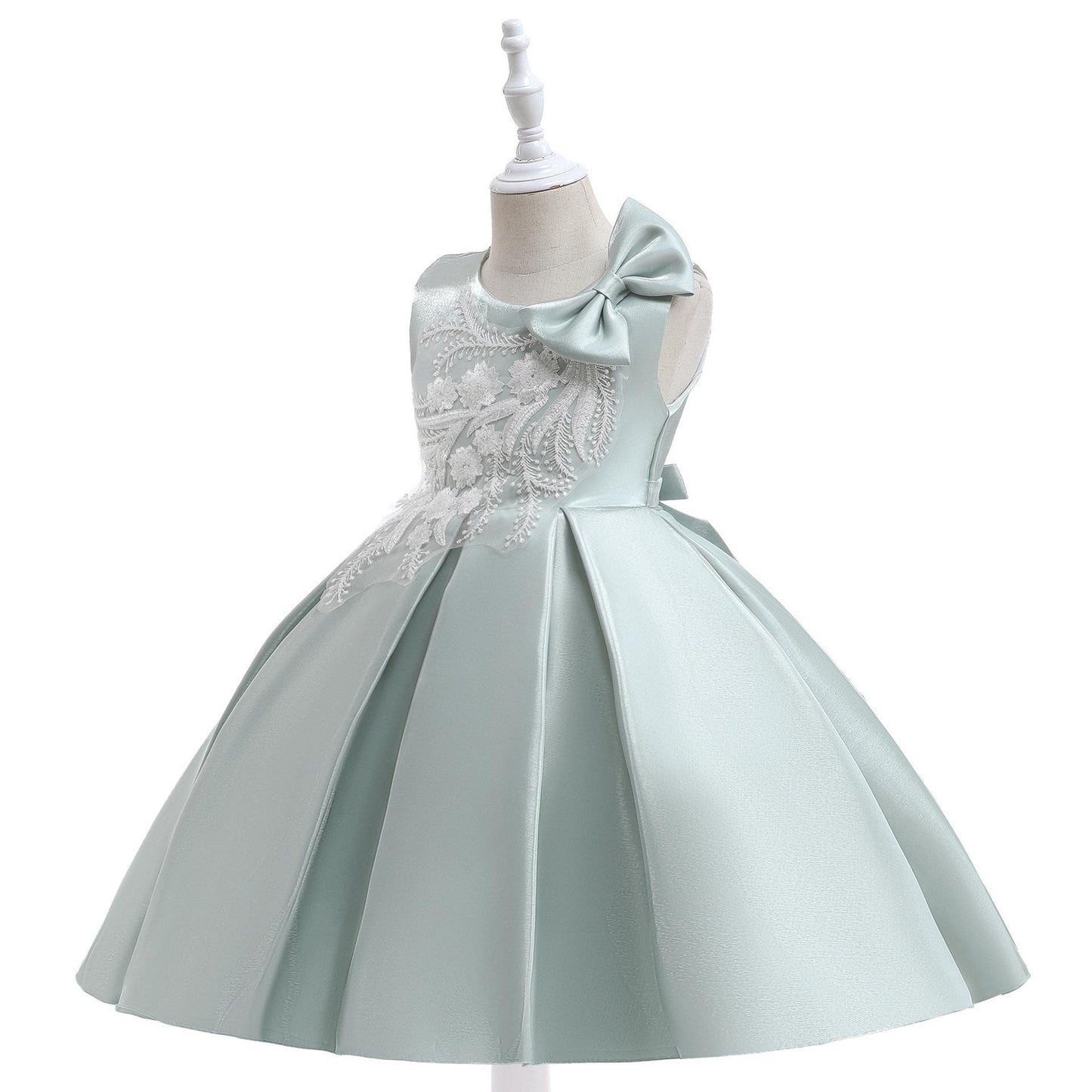 Vestido de fiesta infantil floral y lazo