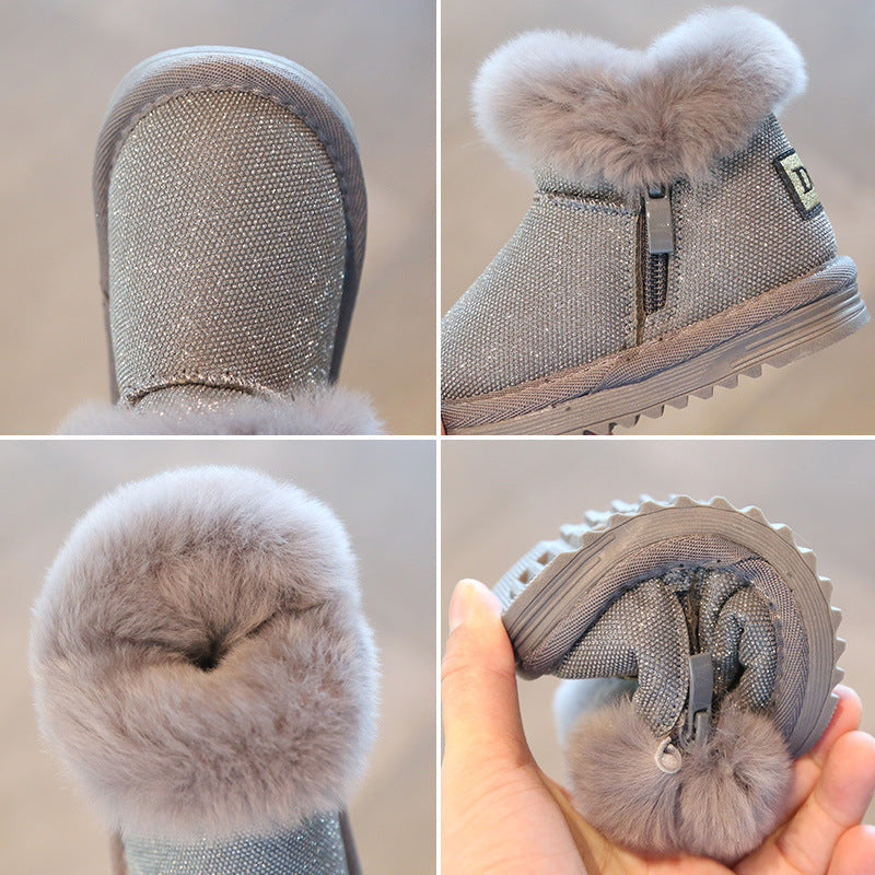 Botas infantiles con purpurina y pelo