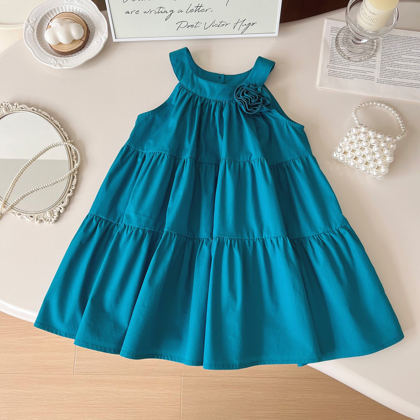 Blue Children's Set/Dress with Flower