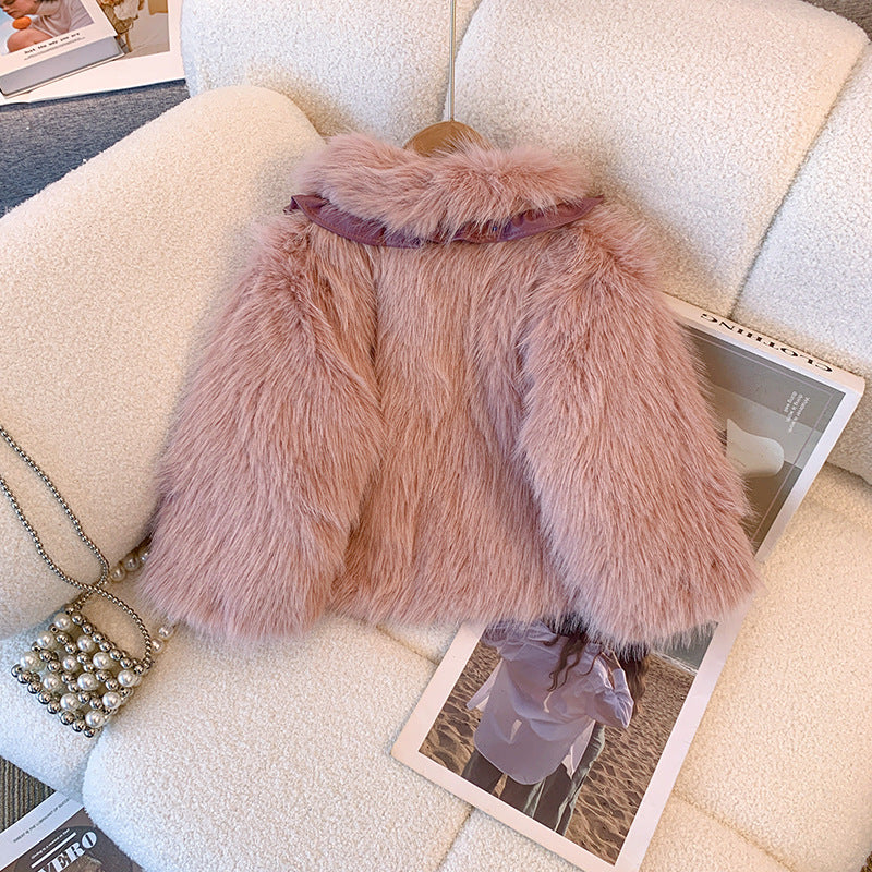 Abrigo de Piel Rosa para Niñas