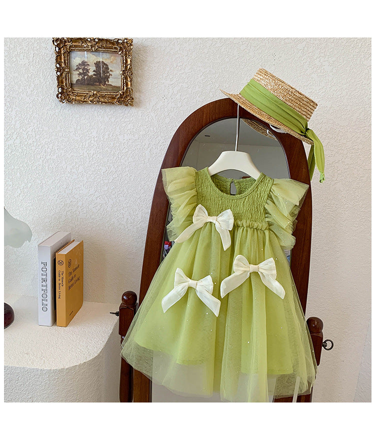 Vestido Infantil de Encaje Verde