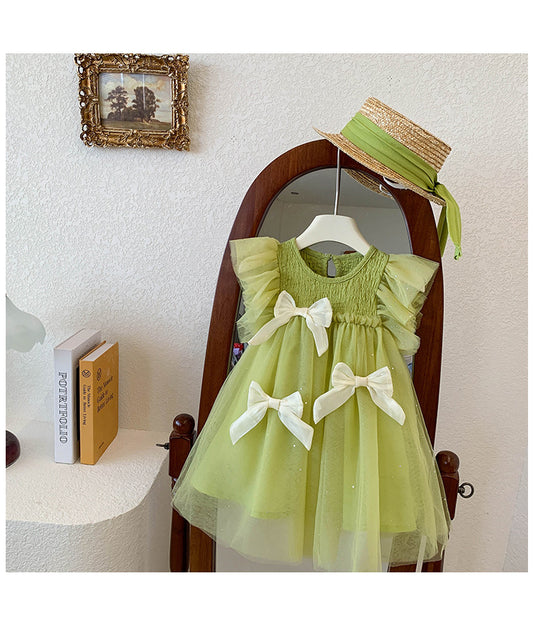 Vestido Infantil de Encaje Verde