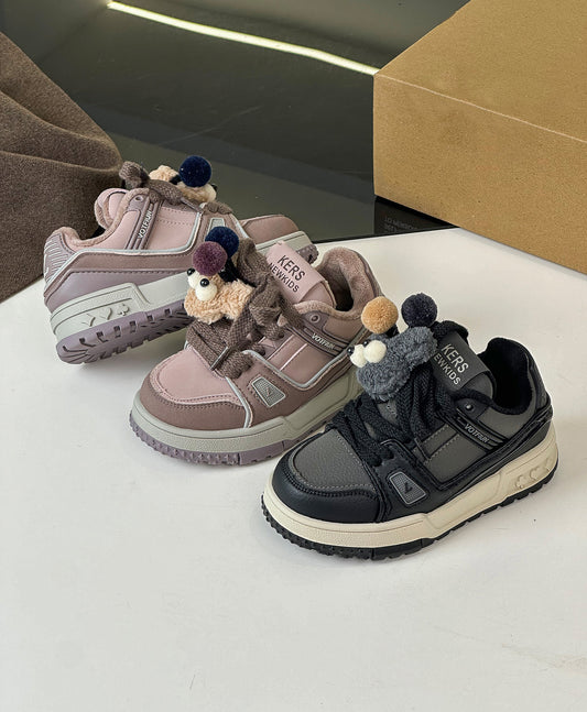 Zapatillas Deportivas Infantiles de Felpa con Pompones