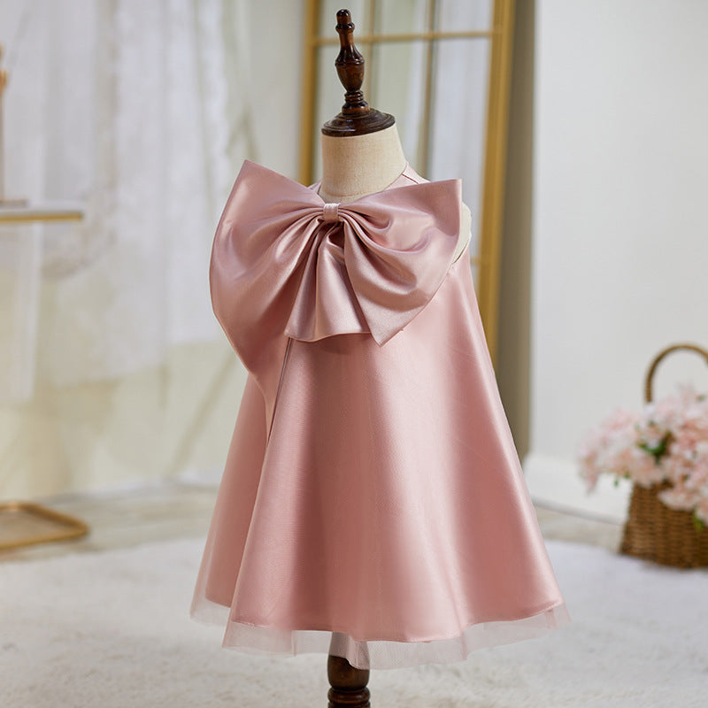 Vestido Infantil con Lazo Rosa