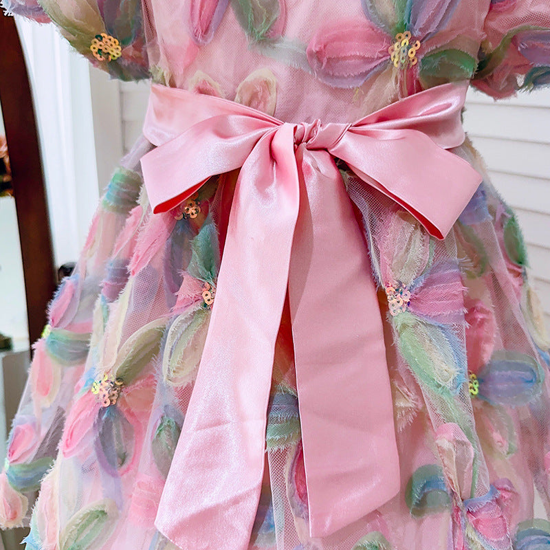 Vestido Infantil Flores e Lacinho