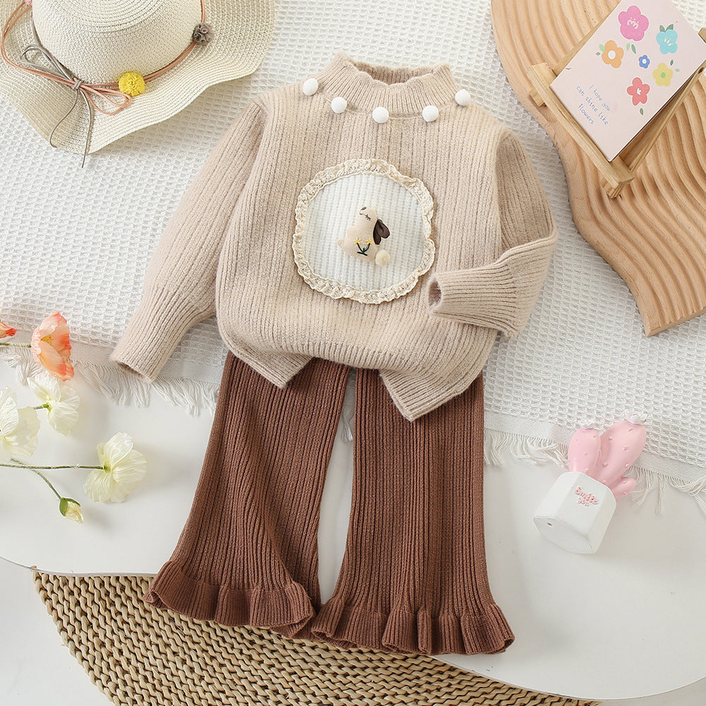 Conjunto de punto de conejito para niña