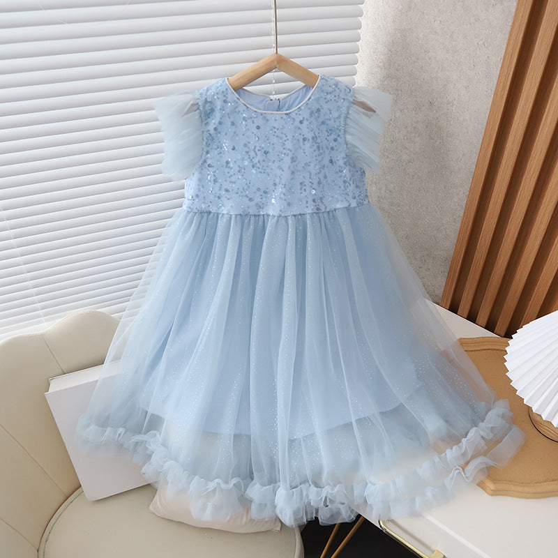 Vestido Infantil Azul Brillante