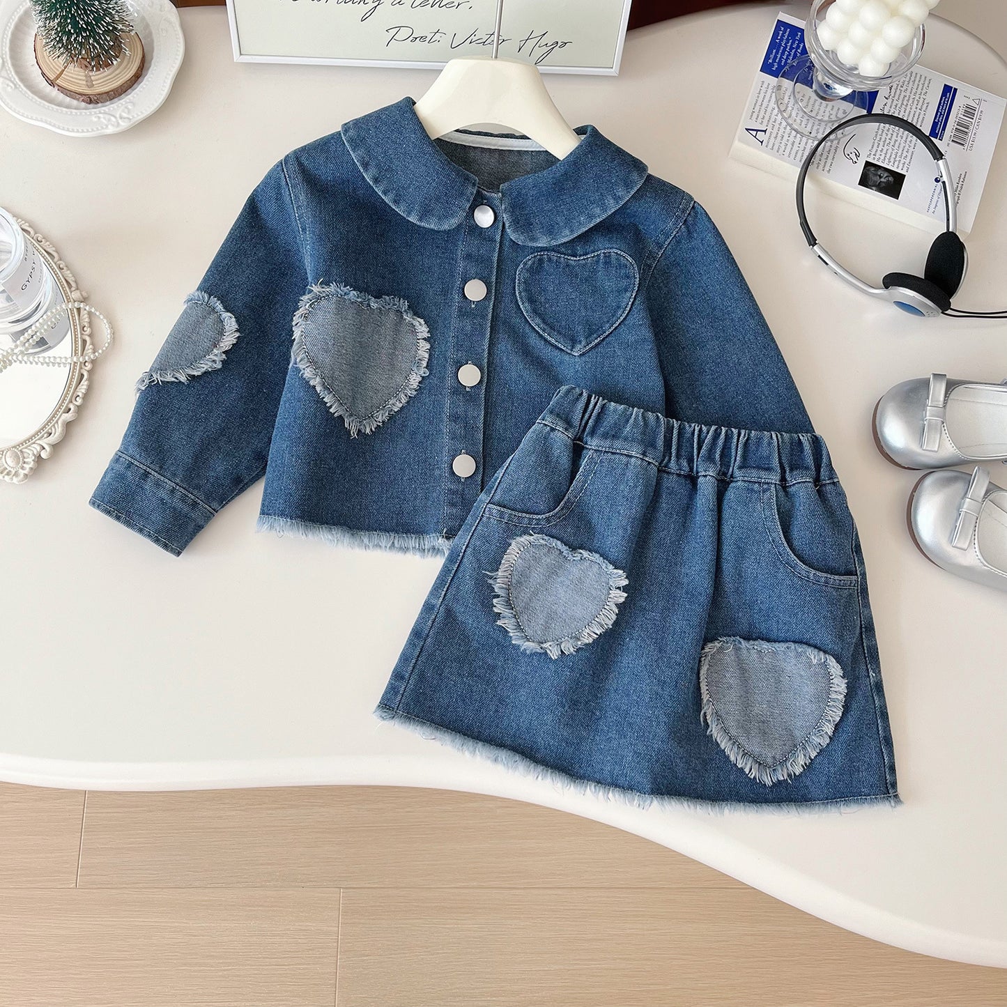 Conjunto Vaqueros Infantil Corazones