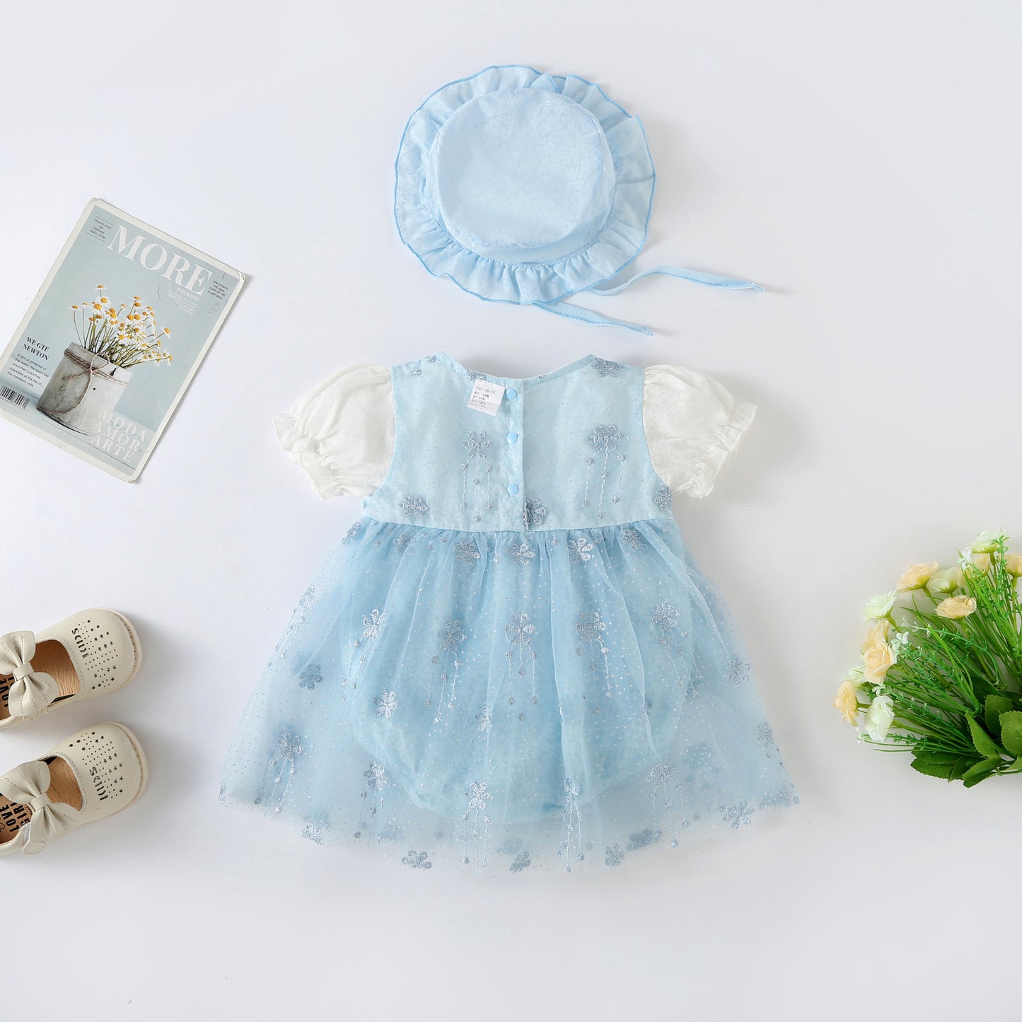 Vestido Infantil con Lazo Brillante