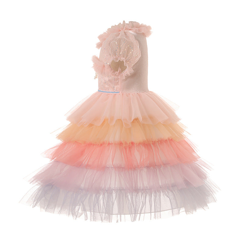 Vestido de Fiesta Infantil Tul Colores Lazo