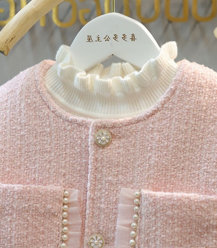 Abrigo de Peluche y Perlas para Niñas