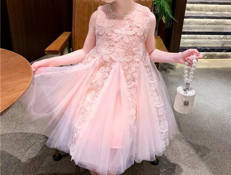 Vestido Infantil de Tul Floral