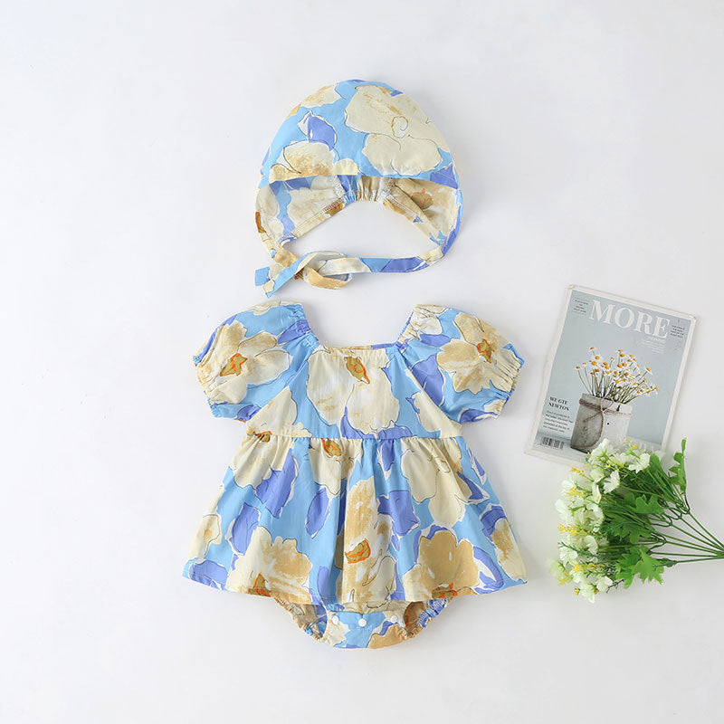Body Infantil Floral + Gorro