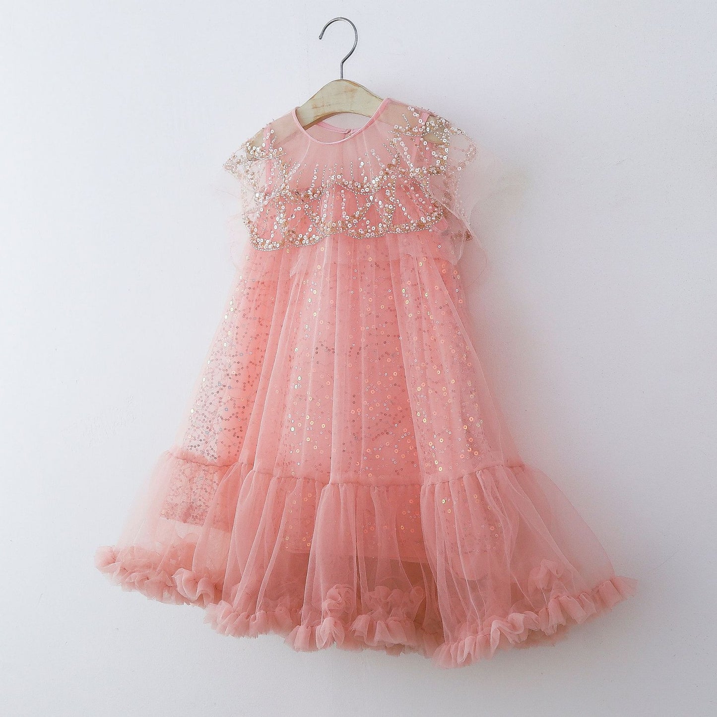 Vestido infantil de tul con purpurina