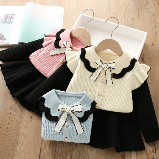 Conjunto de Lazo de Punto para Niña con Osito de Peluche