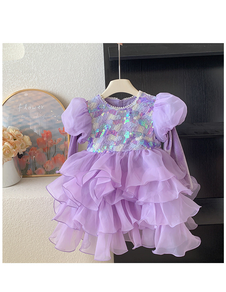 Vestido de Fiesta Infantil Sirena Morado