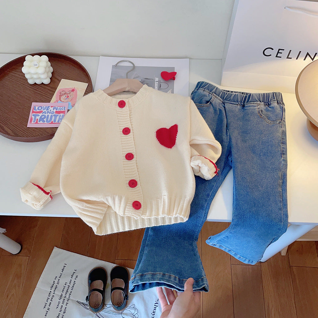 Abrigo de Punto con Forma de Corazón para Niña