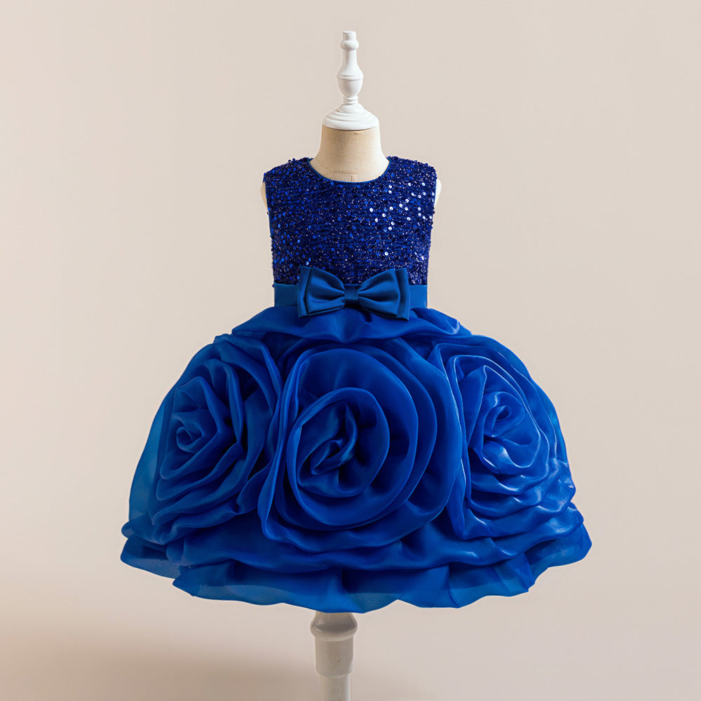 Vestido de Fiesta Infantil de Flores Brillantes
