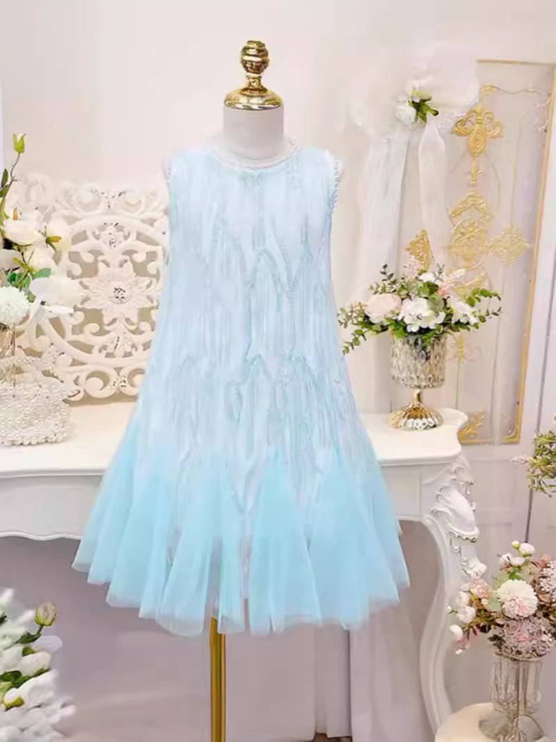 Vestido Infantil Azul Brillante