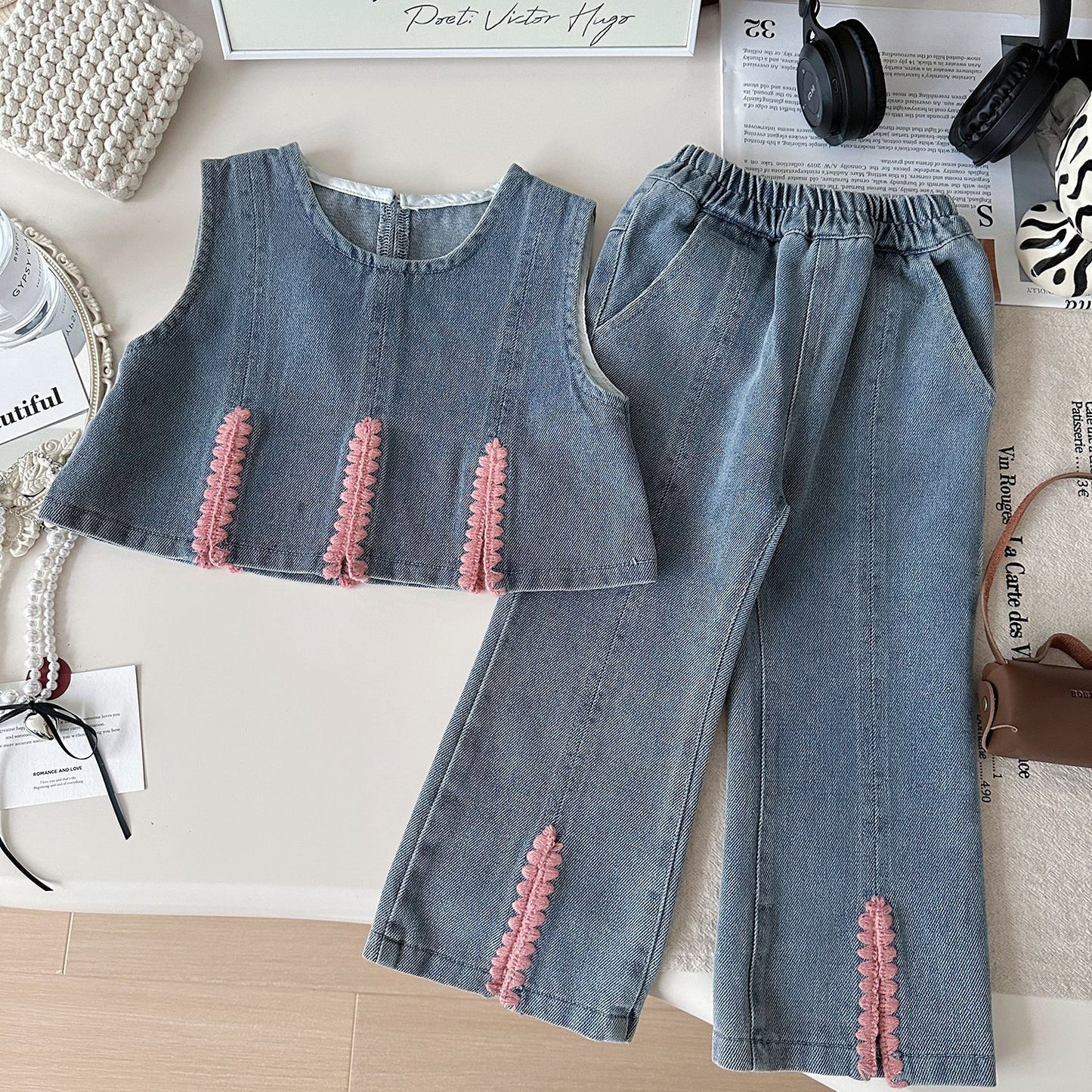 Conjunto de Jeans de 3 Piezas para Niñas