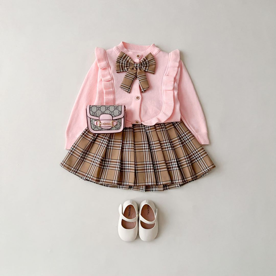 Conjunto de lazo a cuadros para mujer y niño