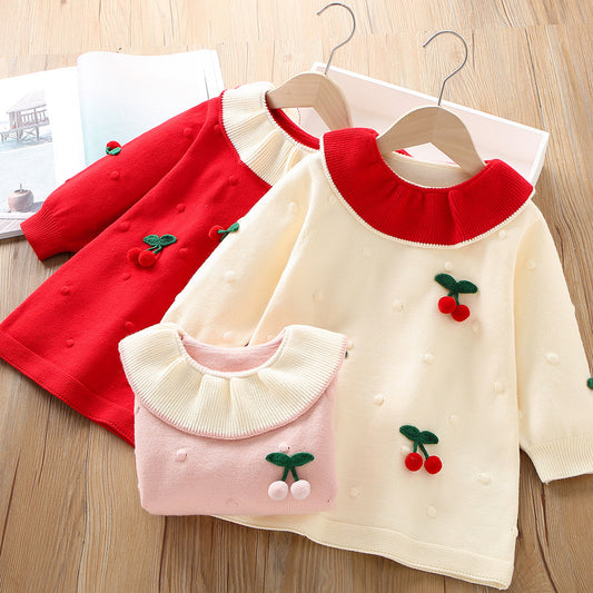 Vestido Infantil de Invierno Cerezas