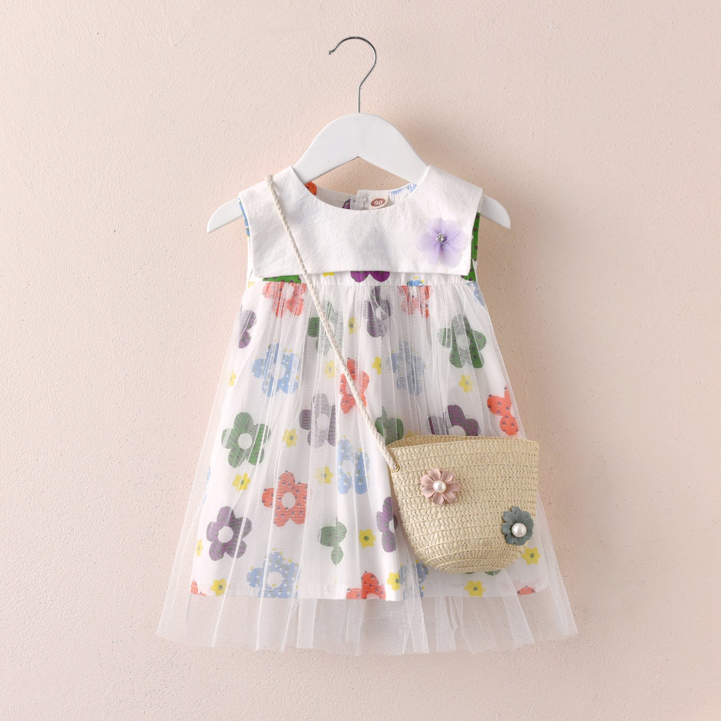 Vestido Infantil con Flores y Tul