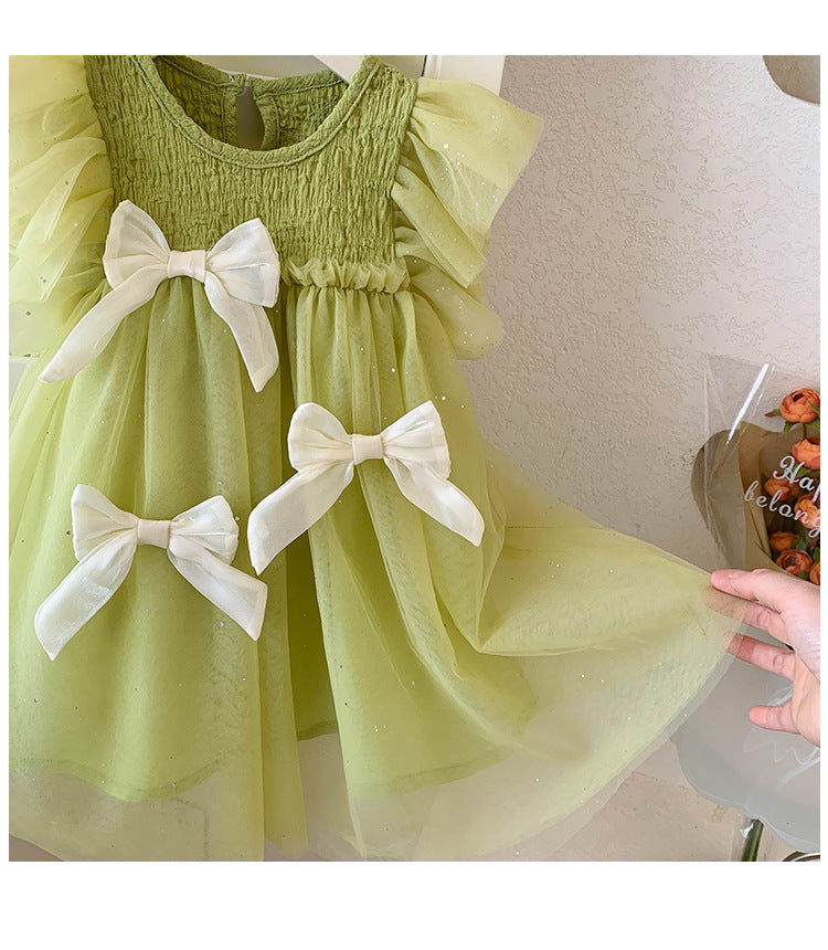 Vestido Infantil de Encaje Verde