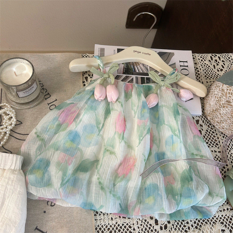 Conjunto Infantil floral de Verano Bermudas