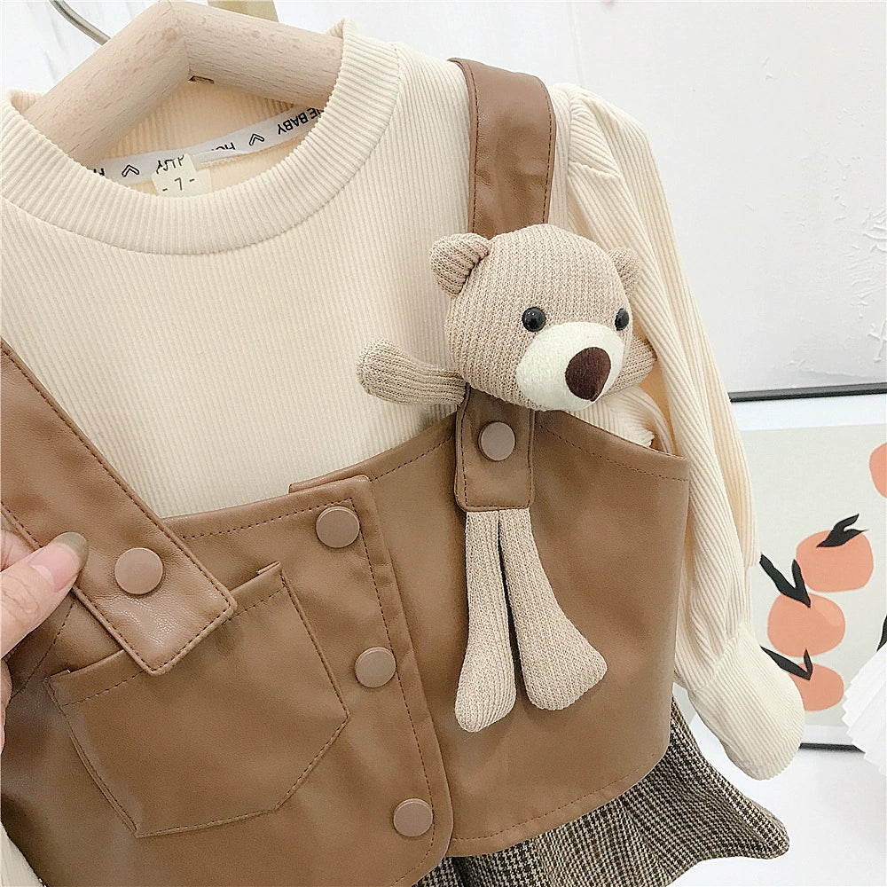 Conjunto de cuero y falda de invierno para niños
