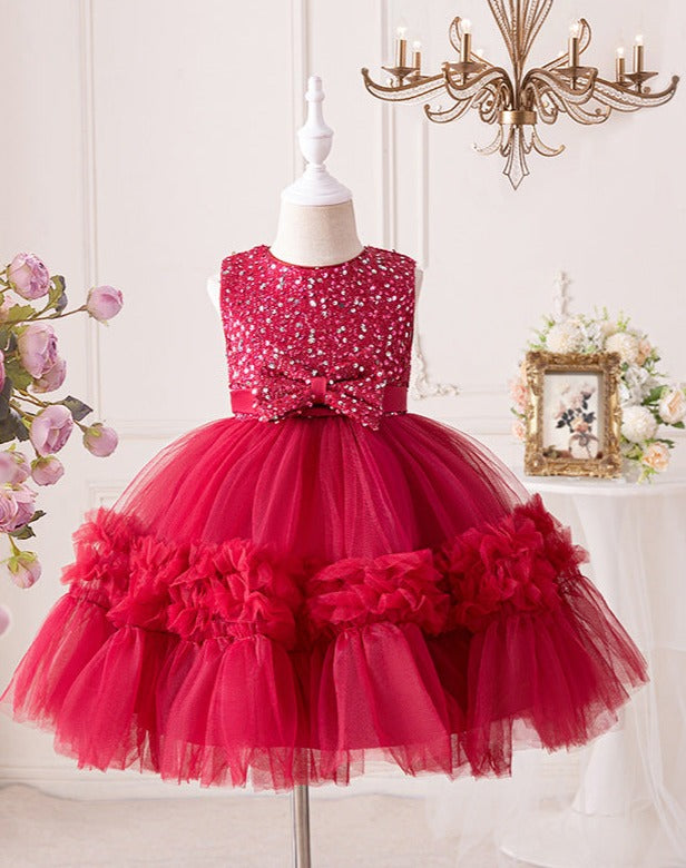 Vestido De Fiesta Infantil Tule e Lacinho Lanejoulas