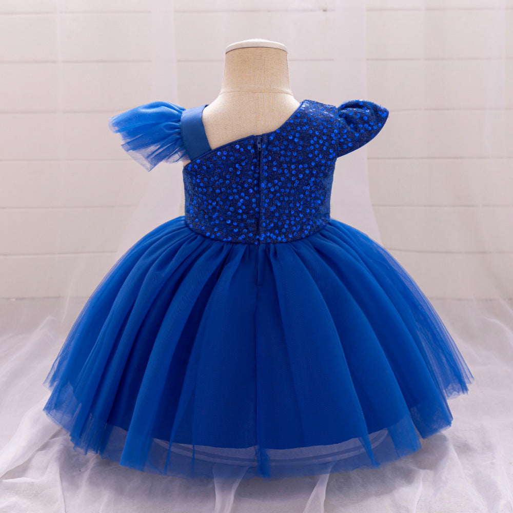 Vestido de Fiesta Infantil de Pedrería con Lazo
