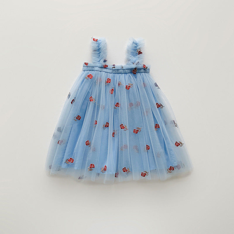 Vestido infantil de tul con pequeñas flores