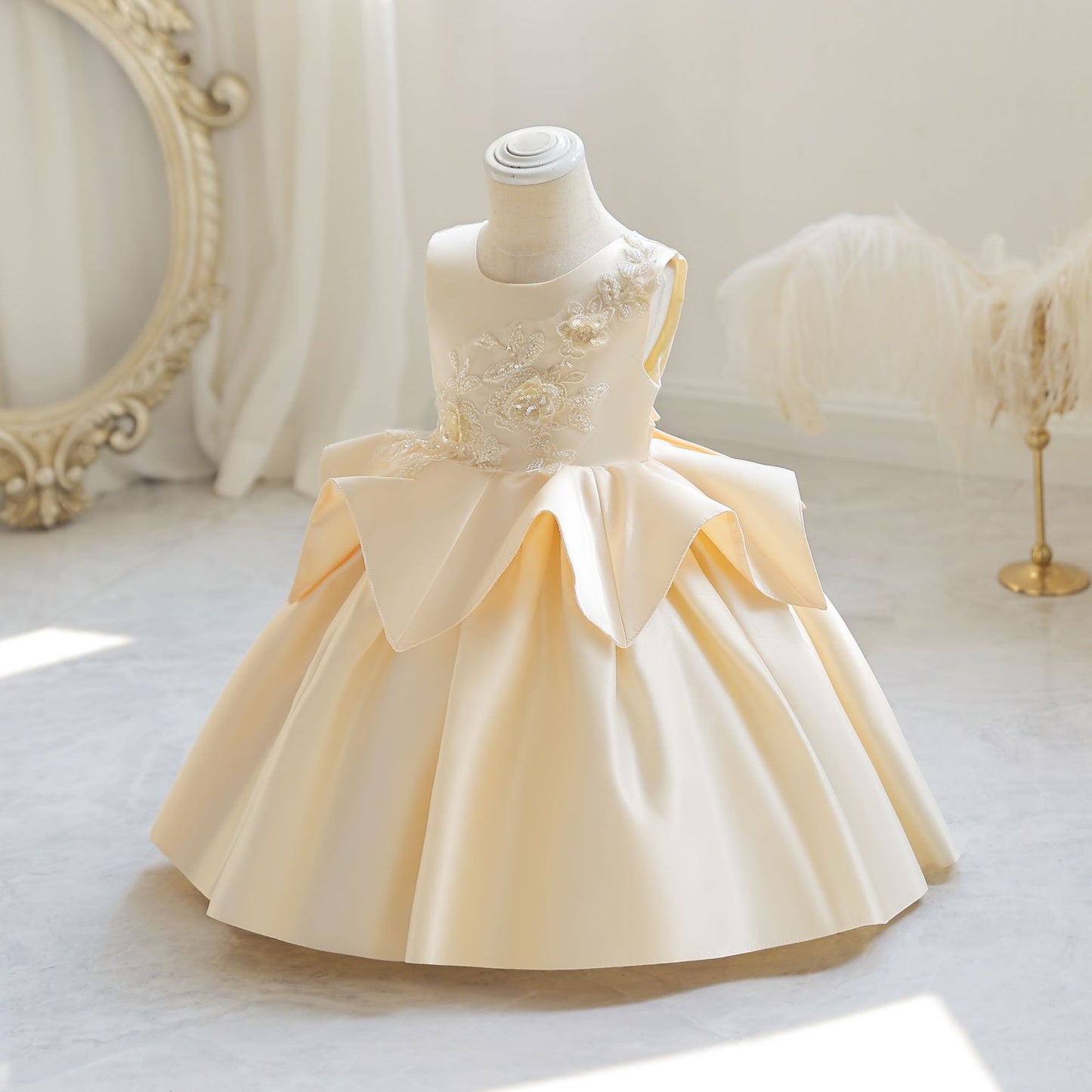 Vestido de Fiesta Infantil Flores Brillantes