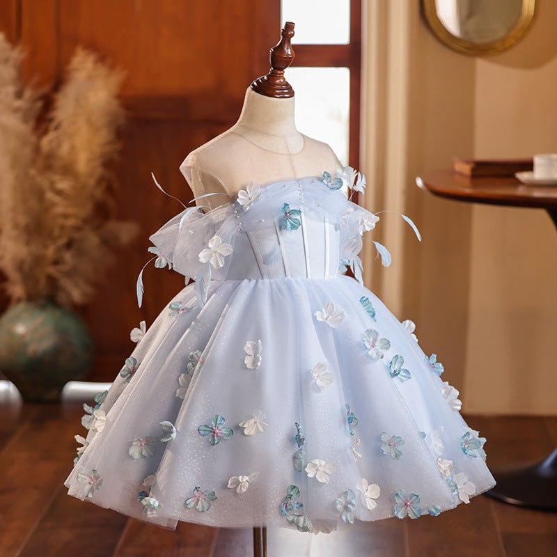 Vestido Infantil Azul con Mariposas