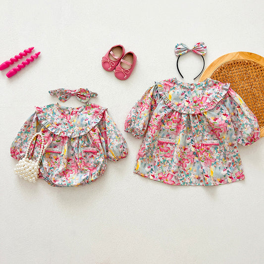 Body/Vestido Infantil con Estampado Floral