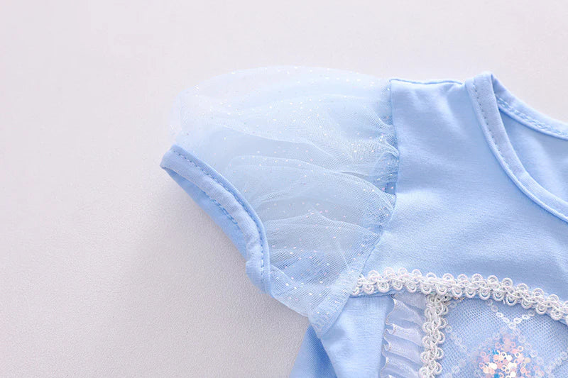 Vestido Infantil Princesa de Encaje Azul